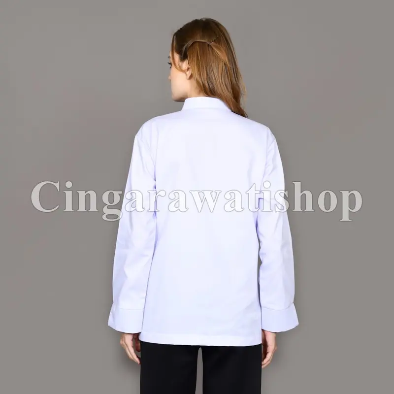 Kemeja Putih List Hitam Atasan Putih Kantong Bawah Baju Seragam Kerja Putih Baju Dinas Putih Pns Wanita 3
