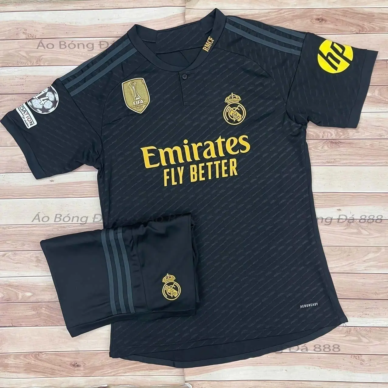 Bộ Quần Áo Bóng Đá CLB Real Madrid Sân Khách 23/24 Màu Đen-Vải Gai Thái Cao Cấp