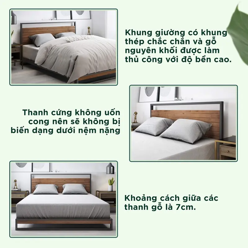 Giường Gỗ Khung Kim Loại  – Zinus Ironline Platforma Bed giuong  thong minh 2