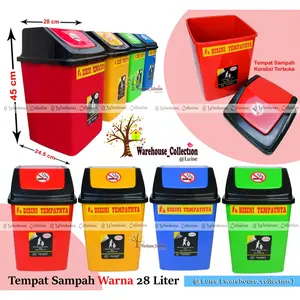 Tempat sampah 28lt /Tempat Sampah Warna 28 Liter Organik Anorganik/Tempat sampah tutup goyang warna bak  sampah tempat  sampahnya