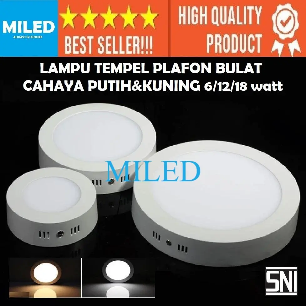LAMPU PLAFON TIMBUL 6 WATT 12W 18WATT 3000K 6500K PUTIH / KUNING - LAMPU PLAFON BULAT DOWNLIGHT OUTBOW