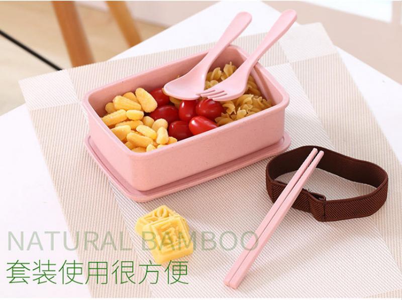 Product Introduction of Microwaveable Lunch Box Bamboo Fiber High-End Sealed Square Plastic Wheat Straw Lunch Box with Compartments No Odor Mixing 12