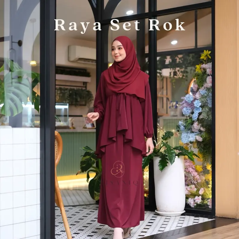 Raya Set Rok by Risaniq- Dress Set Rok Ala Malaysia- Baju Kurung Cantik dan Elegan- Atasan Set Bawahan 0