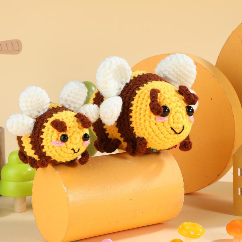 Bee Pattern Crochet Kit, 2 Counts Crochet Starter Kit with Step-by-Step Video Tutorials & Complete Accessories, Crochet Supplies for Beginners Adults DIY Craft Supplies 6