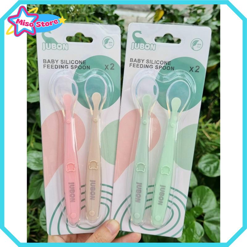 Thìa Silicon Ăn Dặm Jubon Set 2 Cái Cao Cấp Trong Suốt Mềm Mại Cho Bé Sơ Sinh