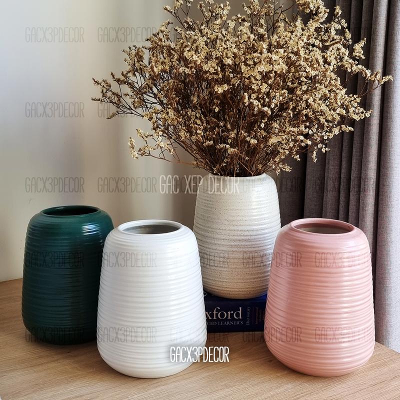 Lọ hoa gốm sứ men mát và hoả biến dáng nơm thấp Bát Tràng Decor Phòng Trang Trí Nhà