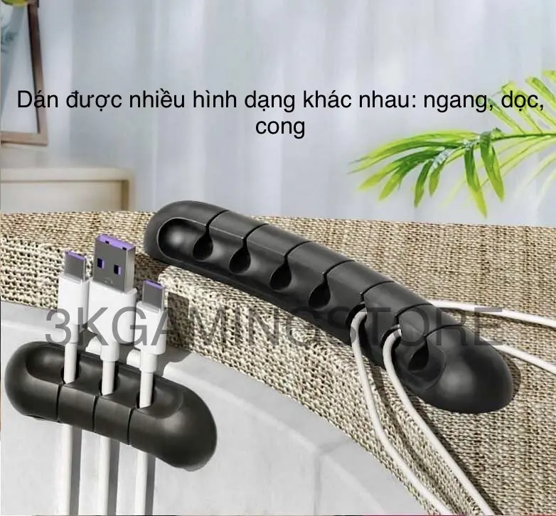 Silicone Kẹp Giữ Dây Cáp Sạc Điện Thoại, Máy Tính - Keo 3M Siêu Dính 3
