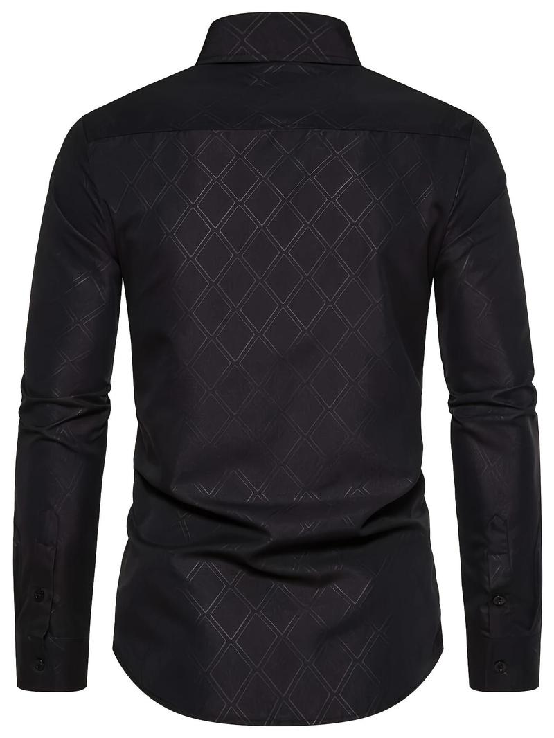 Product Introduction of Men's All Over Print Long Sleeve Shirt, Casual Comfy Button Front Top for Business Work Office, Men's Clothes for All Seasons, Menswear 2