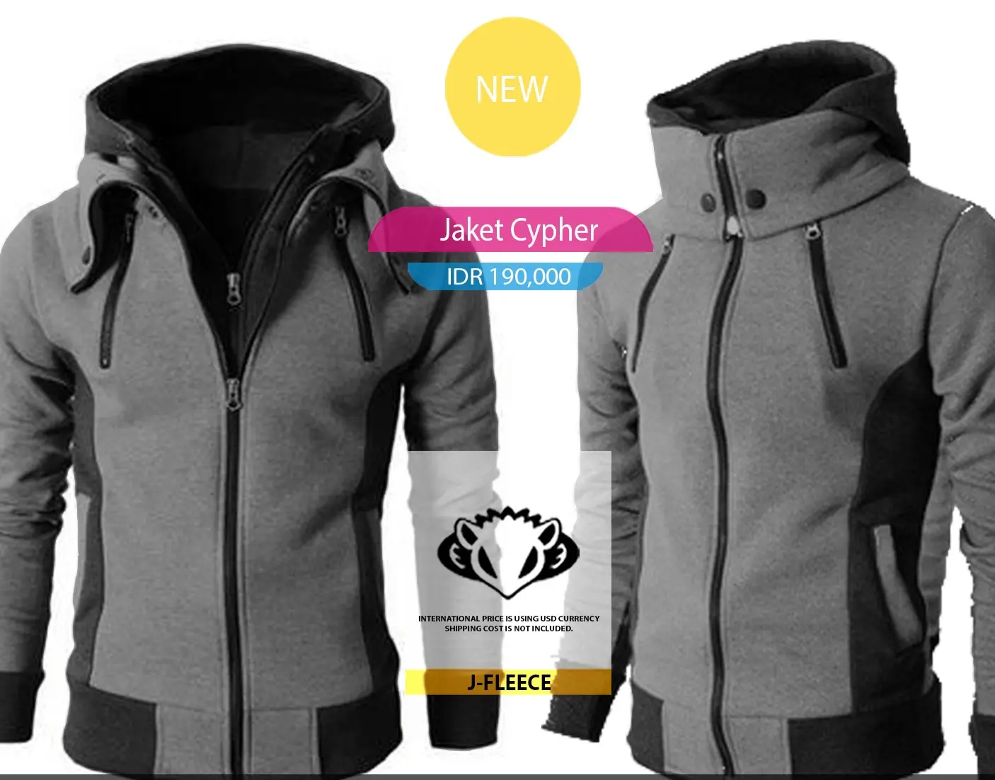 Jaker Sweater Cypher Grey Fleece Hoodie Pria Jumper Casual Fit