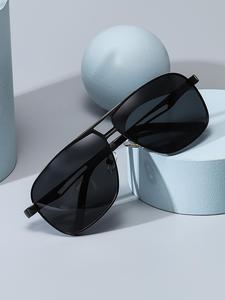 1 Pair Vintage Men's Metal Polarized Sunglasses, Popular Dress Up Sunglasses, Eyeglasses for Driving & Cycling Sun Protection