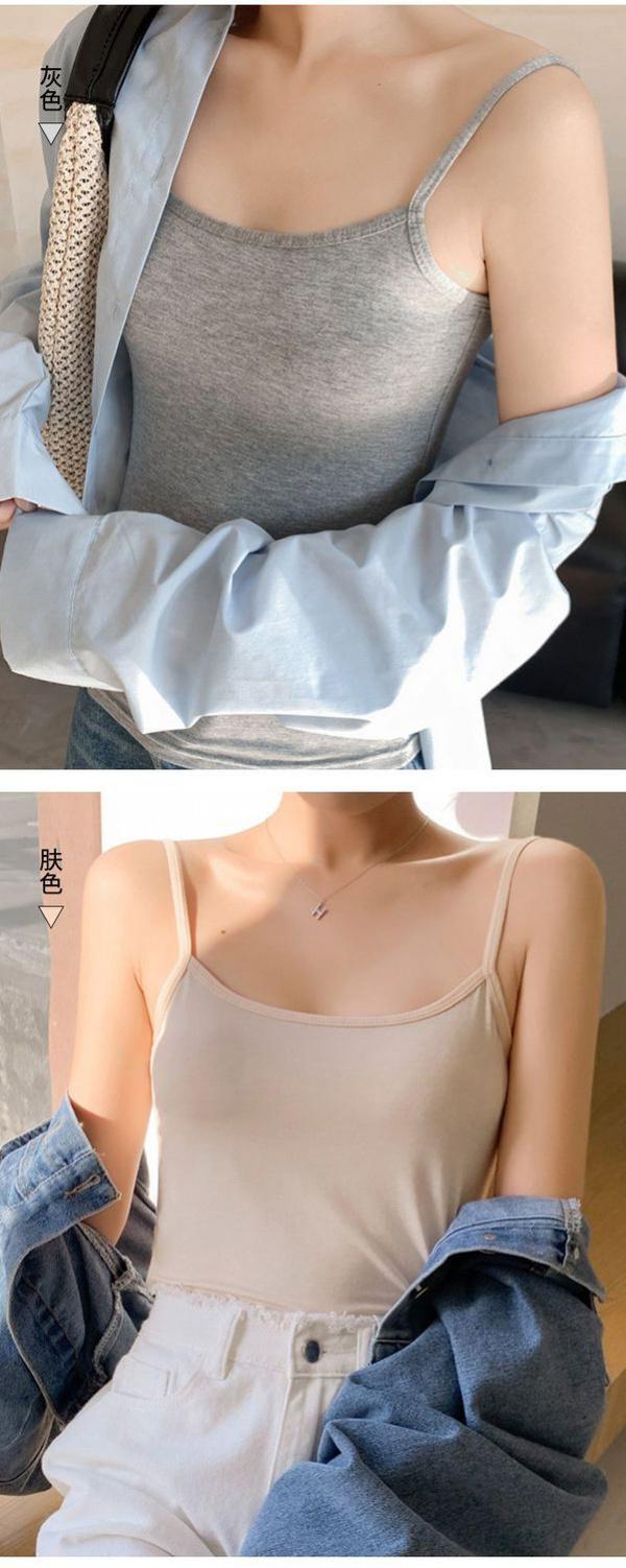 Product Introduction of Camisole Women's Underwear Padded Vest plus Size Base White One-Piece Cup Pure Desire Style Beautiful Back Slim Outer Wear 18
