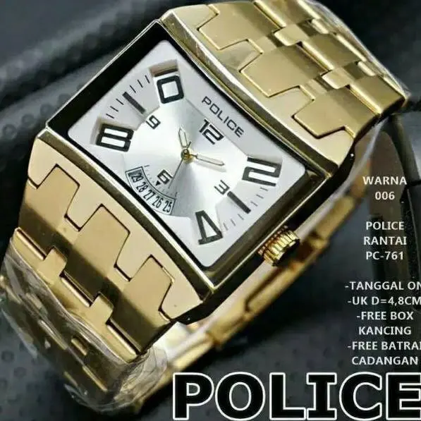 Jam Tangan Pria Analog POLICE Diameter 5cm Tanggal Aktif Anti Air Stanliess Stell Premium Anti Karat dan Anti Air Tahan air 2
