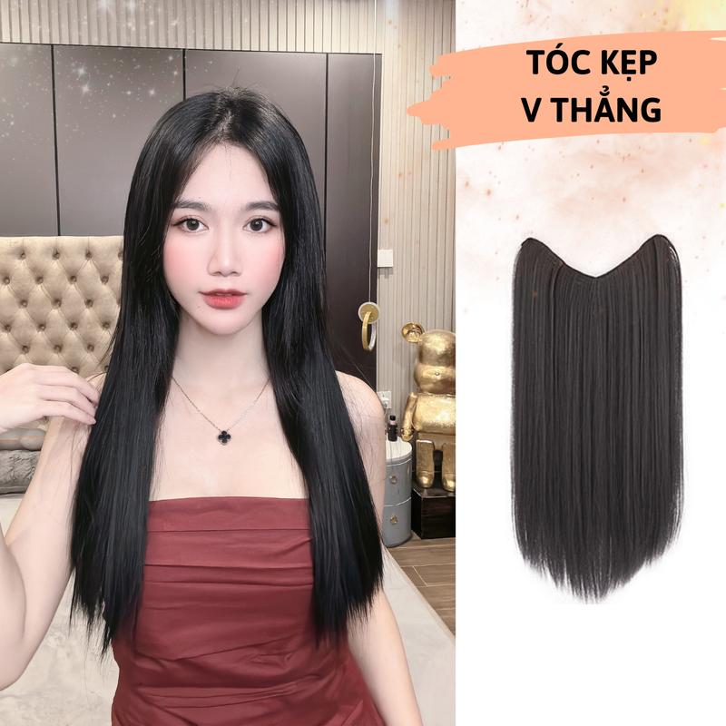 [Sale Tri Ân] Tóc kẹp V nửa đầu Thẳng 50cm tóc giả tóc nối nửa đầu YD1124 Women Wig