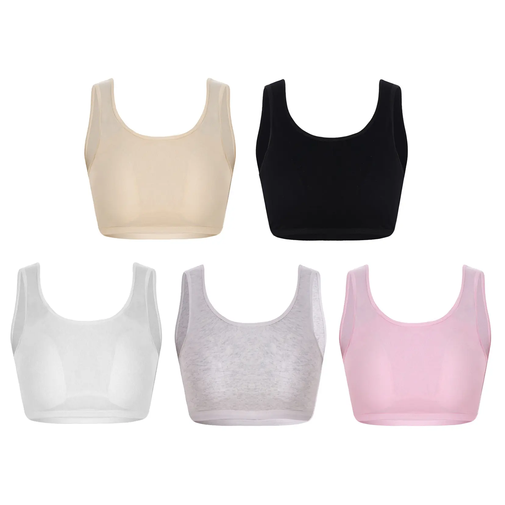 TSSOE  Kids Girls Built-in Pads Crop Tank Top Cotton Vest Sports Bra Puberty Underwear for Daily Life Workout Yoga