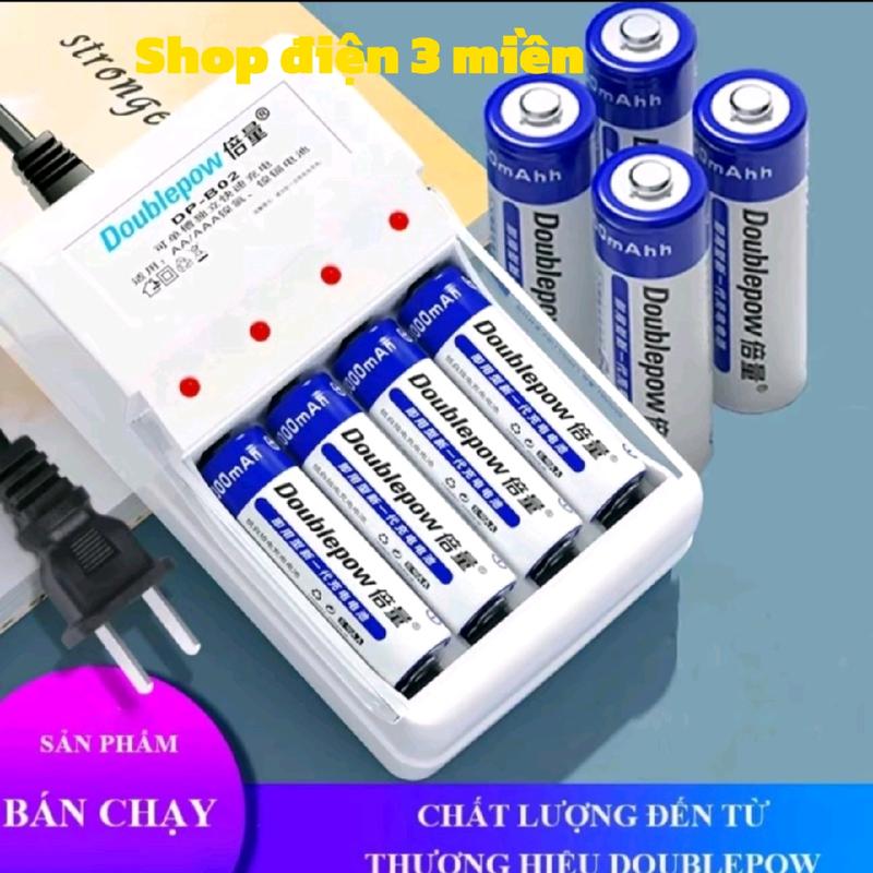 Bộ Sạc Pin Tiểu AA/AAA DB02 Sạc kèm 4 pin AA 1200mah Doublepow. sạcpin tiểu