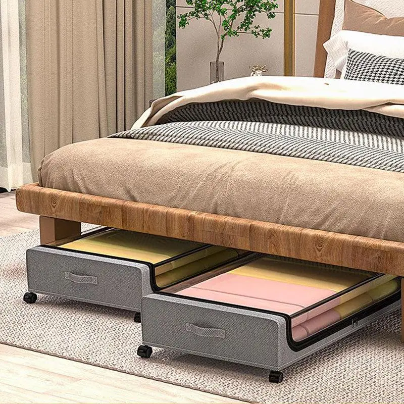 Under Bed Storage Box with Wheels, 1 Piece 60L Large Capacity Rolling Drawer, Clothes Storage Box, Home Organizer for Bedroom, Living Room, Office