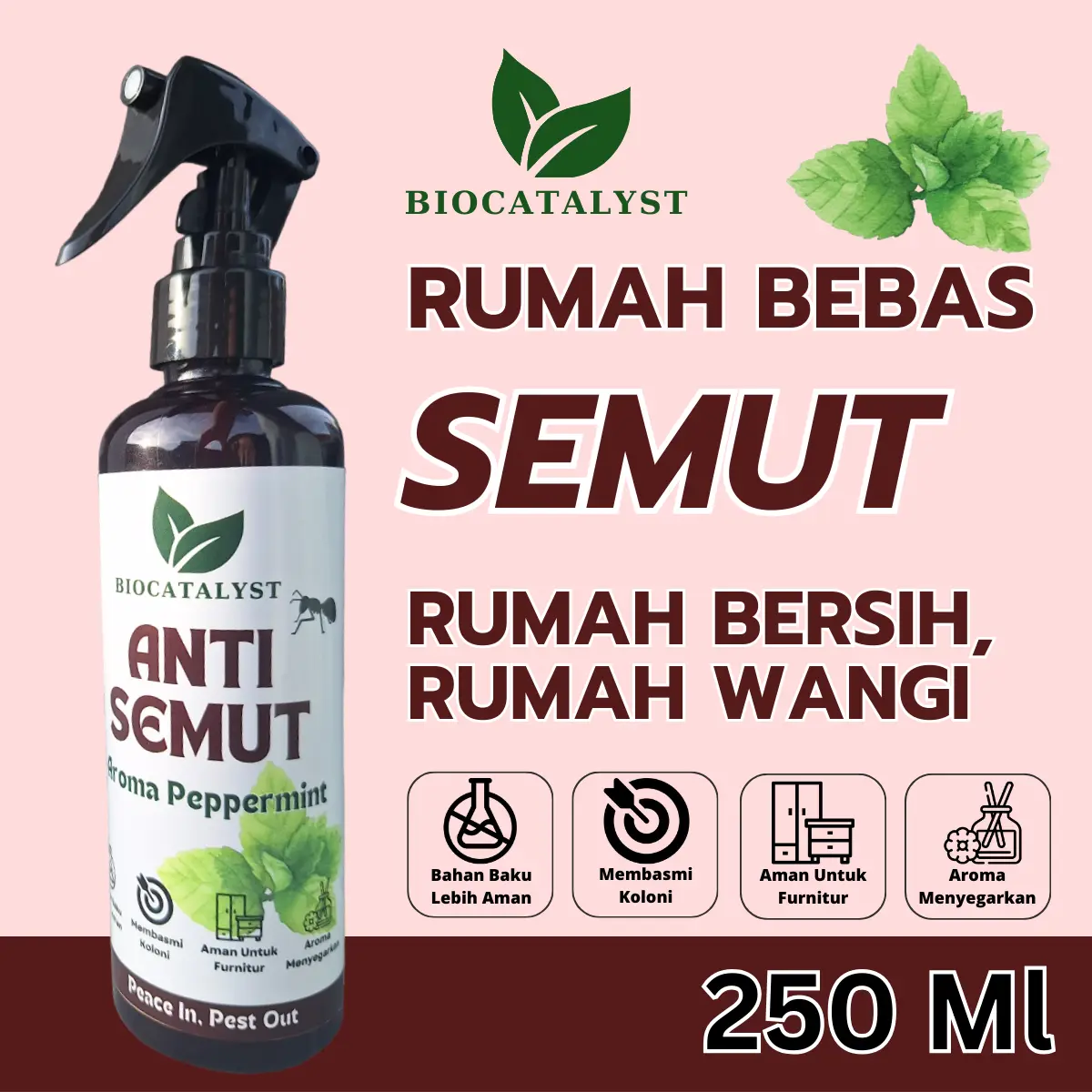 Biocatalyst Anti Semut | Semprotan Pembasmi Semut Aroma Peppermint 250 ML | Basmi Rayap Hingga Sarangnya
