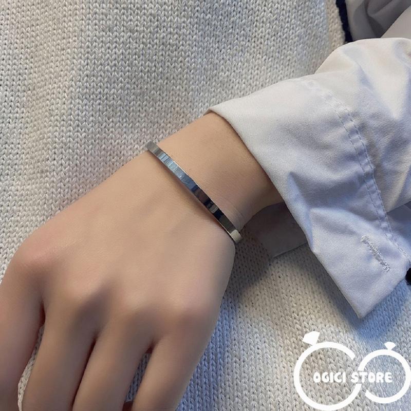 Lắc tay trơn nam nữ titan thời trang, Vòng tay trơn xu hướng đơn giản, Cá tính, Unisex Phụ Kiện