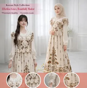 AC | [Pre-Order] Long Dress Erni Matsilk Dress Wanita Lengan Panjang Motif Casual Elegant