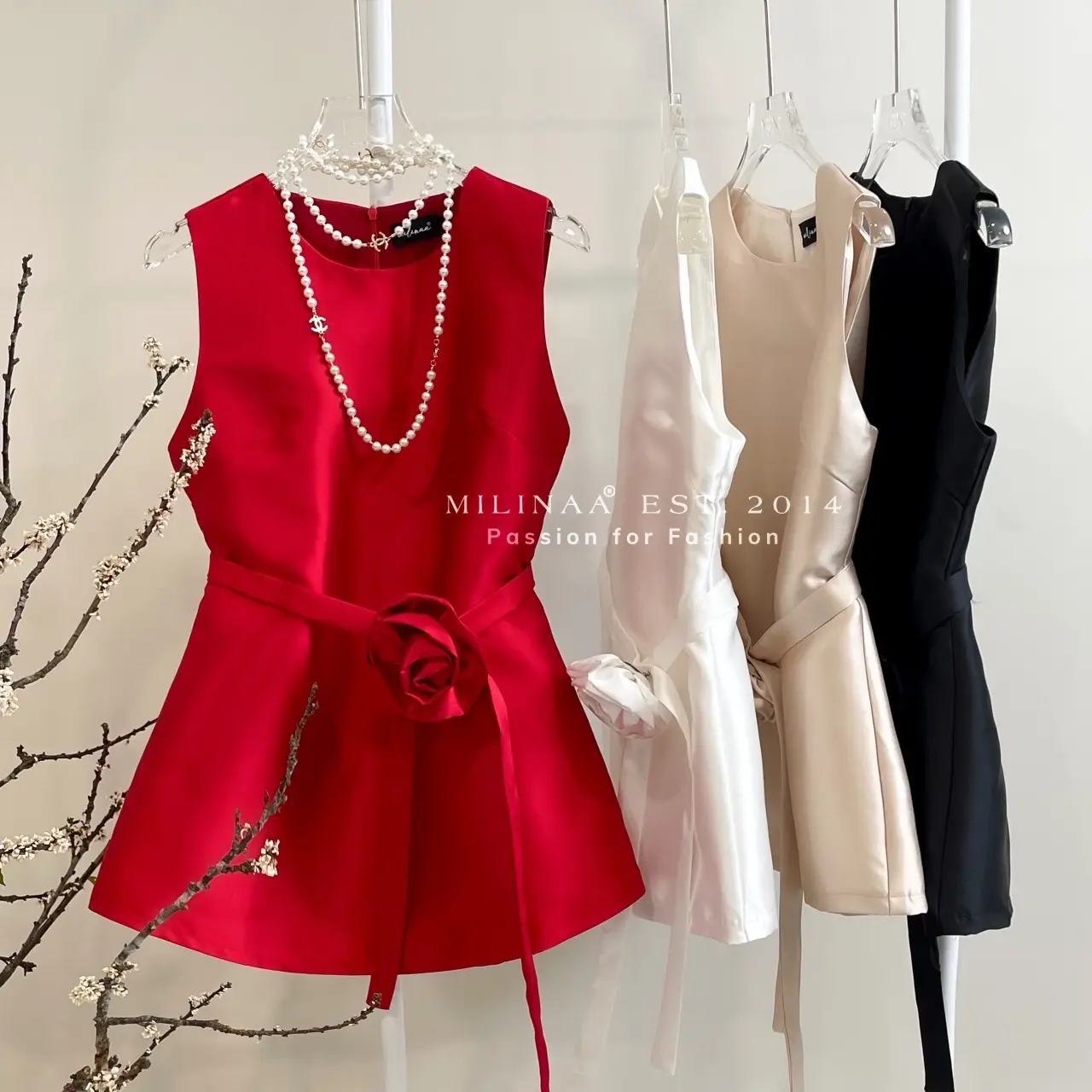 MILINAA - ÁO HOA HỒNG CÔNG SỞ C2885