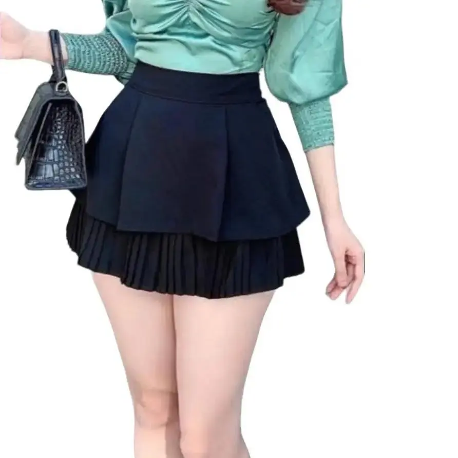 Chân Váy 2 Tầng xếp li Dễ Thương Có Quần Bảo Hộ kèm ảnh thật Nữ Women