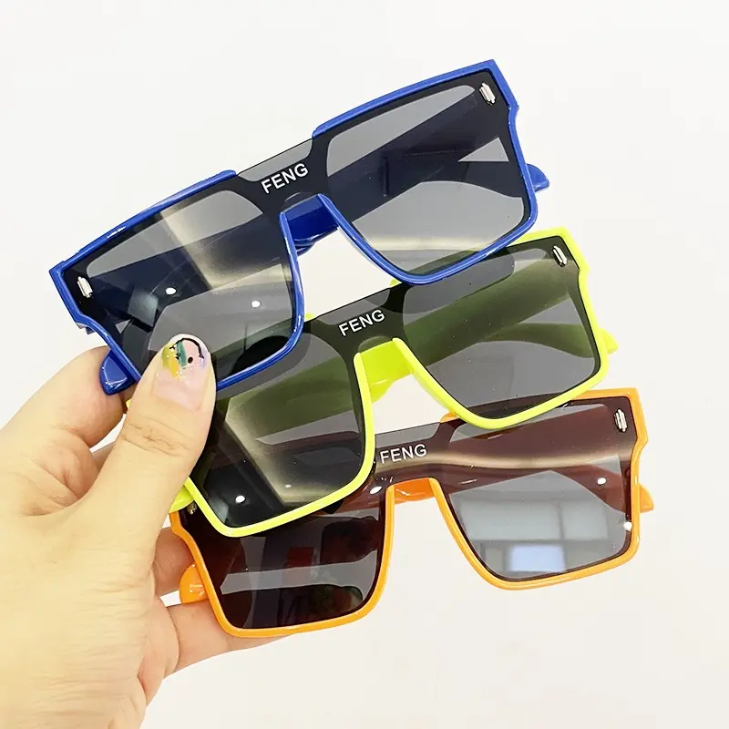Kính Râm Trẻ Em, Phong Cách Hàn Quốc, Thiết Kế Một Mảnh INS, Phong Cách Cổ Điển Móng Tay Hạt Gạo, Thời Trang Ngầu Thích Hợp Cho Trẻ Em 4