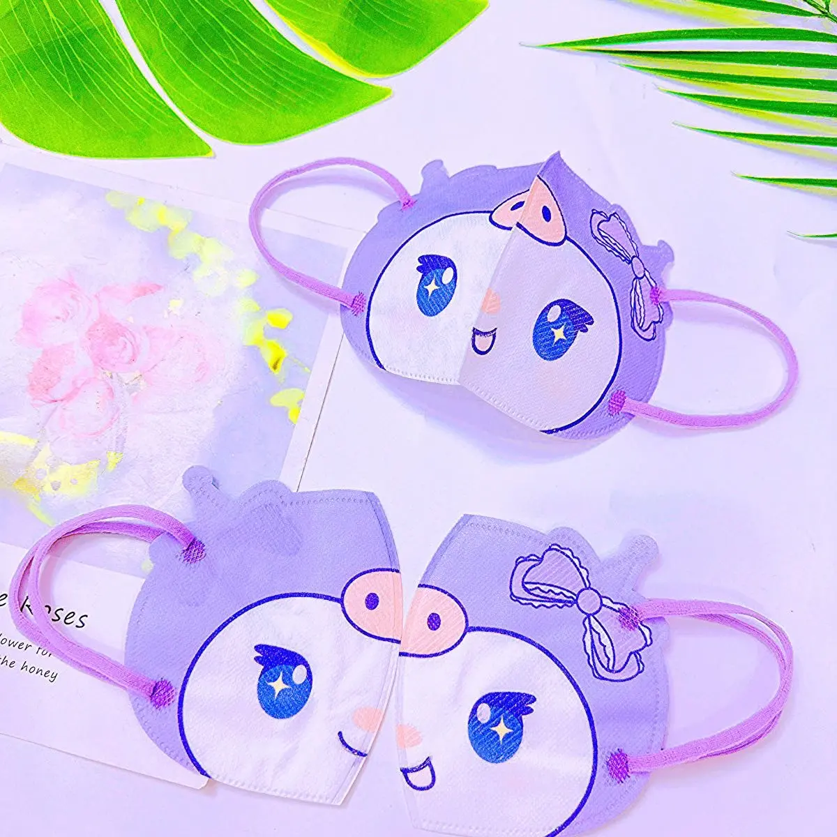 (Size 3-8 Tuổi 14-26kg)(Combo 50 cái)Khẩu Trang In Hình Gấu Kuromi Màu Tím Dành Cho Bé  Nhân vật hoạt hình