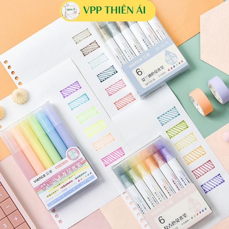 Bút Highlight pastel dạ quang ghi nhớ dòng cute đánh dấu nhiều màu - VPP THIÊN ÁI