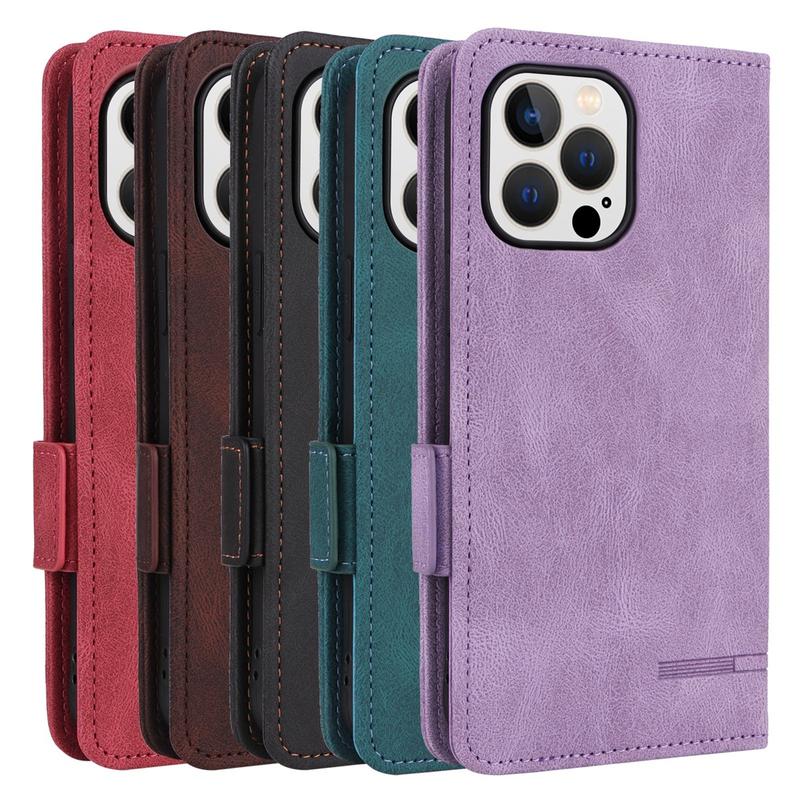 Vỏ lật từ tính cho Apple iPhone , 11, 12, 13, 14 Pro Max, 12, 13 Mini, 7, 8 Plus, X, XR, XS Max, SE 2020, vỏ da có đế, khe cắm thẻ