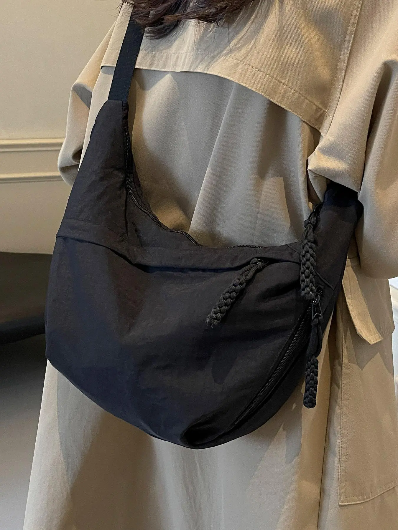 Women's Solid Color Large Capacity Summer Hobo Bag, Crossbody Bag, Fashionable Lightweight Shoulder Bag for Daily Used, Casual Versatile High-quality Commuting Bag