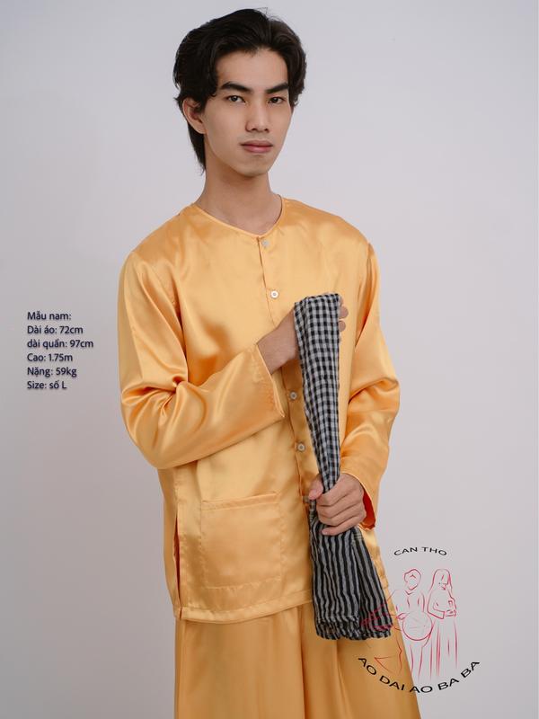 Bộ bà ba nam phi bóng vàng đồng truyền thống- Bigsize