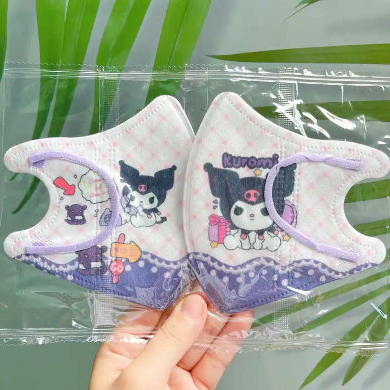 (Kuromi) 2 Size Bé Từ 0-25kg [Túi 10Cái Và Combo 50 Cái] Khẩu Trang 3D Hoạ Tiết Kuromi In Hình Dễ Thương 2 Size Cho Bé (Từ 0-25Kg) Vải Lụa Mềm Mịn 3