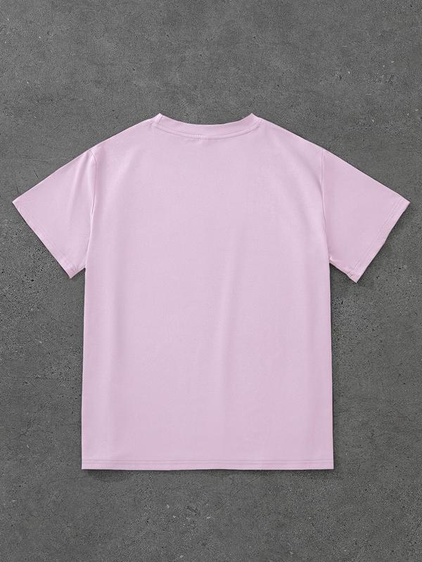 Women's Letter Print Round Neck Tee, Vintage Trendy Casual Short Sleeve T-shirt for Daily Wear, Ladies Summer Outfit, Top, Graphic Tees 5