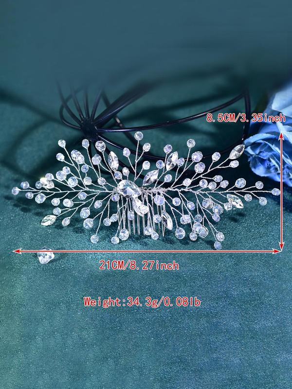 Rhinestone Decorated Bridal Headwear, Elegant Artificial Crystal Embellished Hair Comb, Wedding Bridal Party Formal Occasions Hair Accessories for Women 1