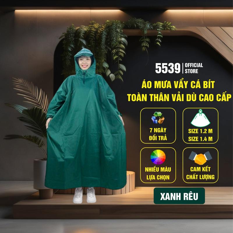  Áo mưa 1 người vải dù cao cấp trùm toàn thân dành cho người đi xe máy thích hợp mọi lứa tuổi - Shop 5539 