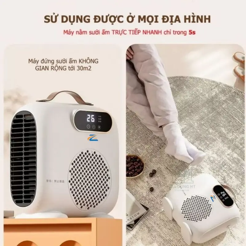 Quạt sưởi ấm phòng cho bé Zlife, Máy sưởi mùa đông gia đình cao cấp công suất 2000W, có công tắc bảo vệ an toàn 4
