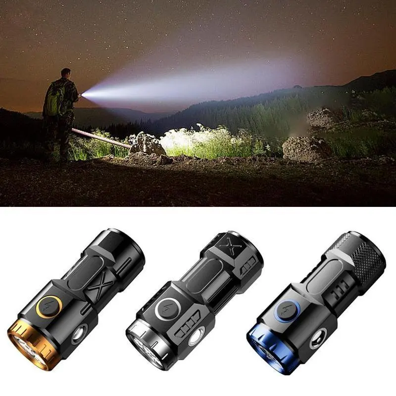 4/6/8 MINI Wicks, Bright Light, LED Flashlight with Side Light, 3 Lighting Modes, Rechargeable Magnetic Tail and Pen Clip