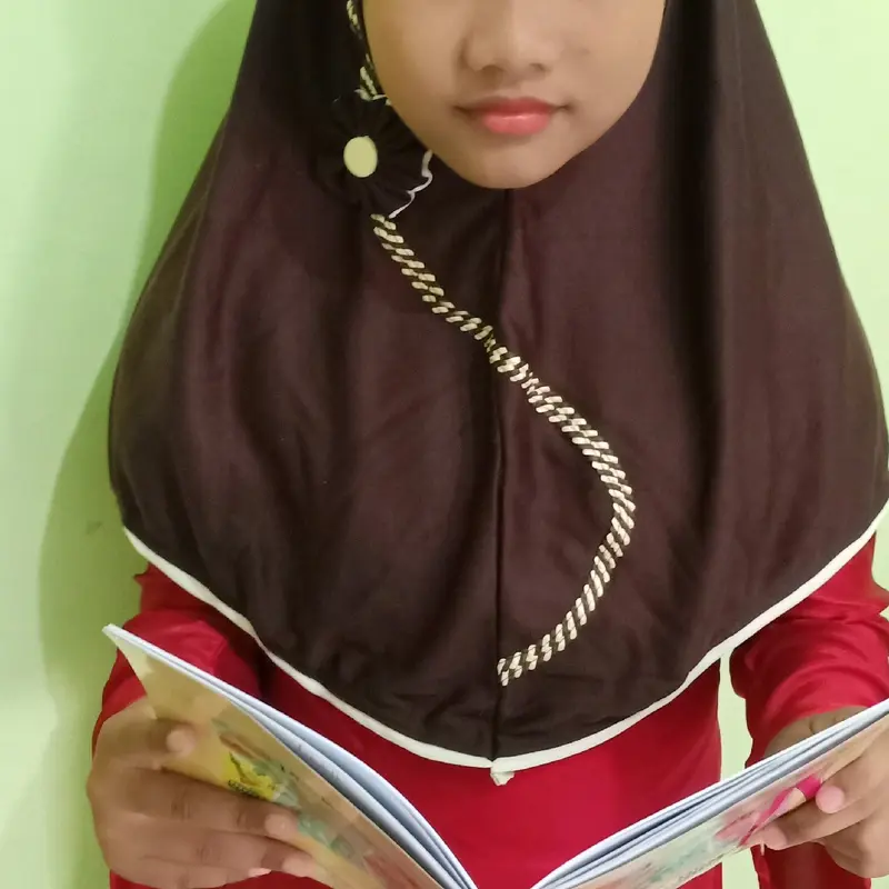 Hijab Anak Sekolah SD Variasi lilit/Kepang Terbaru Poliester Kerudung Muslim Nyaman 2