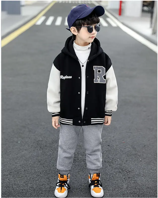 Jacket Varsity Bisbol Unisex Cowo Cewe Balita Remaja Usia 1 2 3 4 5 6 7 8 9 10 11 12 13 14 15 16 17 18 Tahun Th Bulan Model Import Bahan Fleece Hangat Tebal Cocok Dipakai Saat Musim Dingin Abu Biru Hitam Blue Kuning Merah Laki-Laki Bayi Perempuan 5