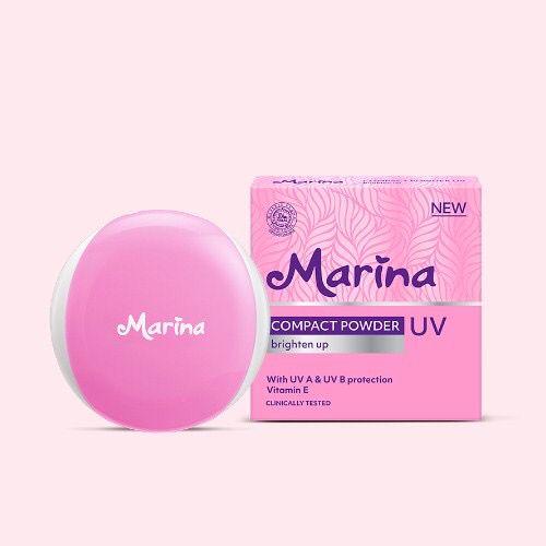 MARINA Compact Powder UV Brighten Up Bedak Padat 12gr Peach Wajah 2