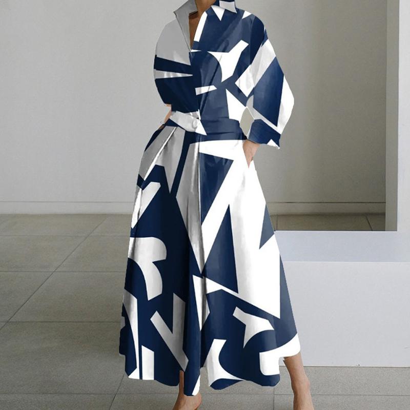 Elegant Maxi Dress for Women Long Sleeve V-Neck Casual Party Dress With Pocket 7