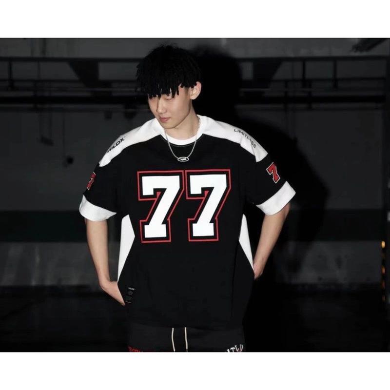   RẺ VÔ ĐỊCH  Áo Thun Bóng Rổ Số 77 Tay Ngắn Kiểu retro Mỹ Cá Tính - Áo Số 77 Form Unisex Chất 