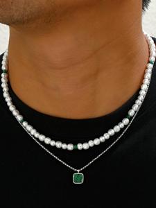 Collar con colgante de imitación perla para hombre, Joyería casual para fiestas, Decoración de ropa diaria, Joyería moderna y versátil para regalo de cumpleaños