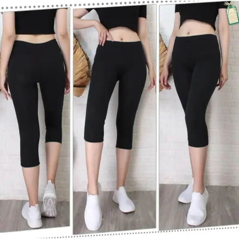3 PCS LEGGING 3/4 RAYON PREMIUM (Bahan Kaos) Wanita Celana Panjang Pendek 6