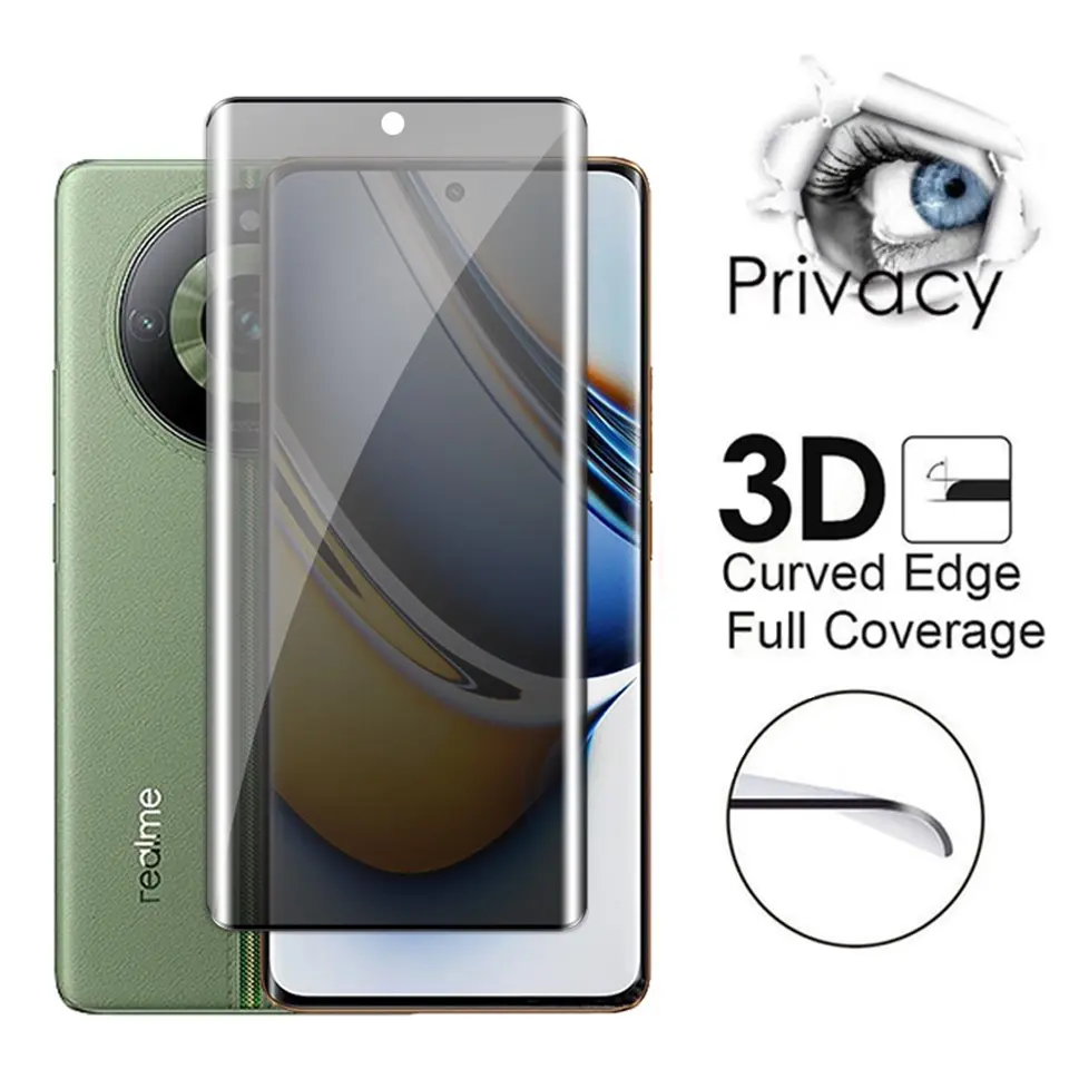 3D Curved Privacy Tempered Glass For Realme 11 Pro Plus 5G 2023 Full Cover Hard Glare Screen protector For Realme11 4G 11X 11Pro 11Pro+ 11ProPlus Film
