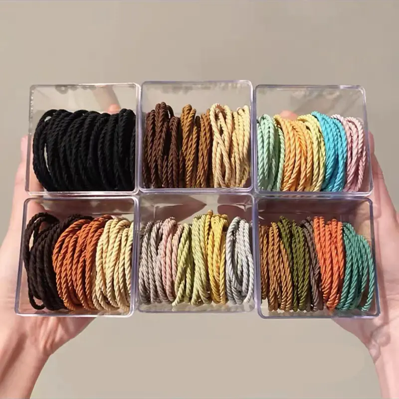 Scrunchies Phong Cách Hàn Quốc, 50 Chiếc / bộ, Thời Trang, Dây Cao Su Đóng Hộp, Dây Buộc Tóc, Phụ Kiện Tóc Nữ 0
