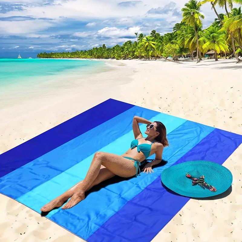 Stripe Pattern Waterproof Sea Side Blanket, Comfort Lightweight & Sandproof Picnic Mat for Travel, Camping, Hiking, Outdoor Blanket, Summer Gift Camping Essentials 0