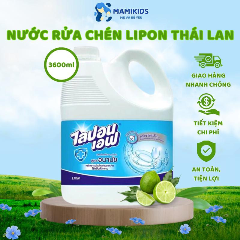 Nước Rửa Chén Lipon Thái Lan Can 3600ml Nước Rửa Bát Chính Hãng Không Mùi An Toàn Cho Da Tay