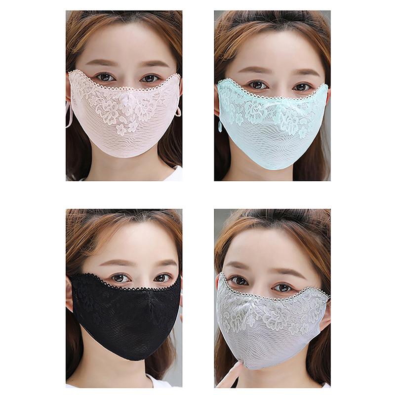 Breathable Sunscreen Lace Mask Sunshade Solid Color Sunscree - TikTok ...