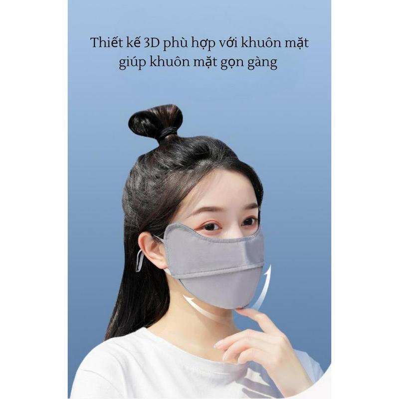 Khẩu trang chống nắng chống tia UV chất lụa băng mềm mịn mát thông thoáng 3
